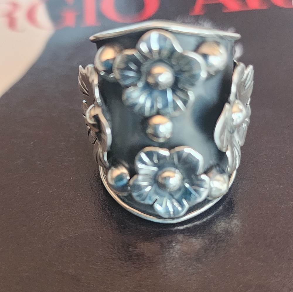 🌼Floral SilverTaxco Made Ring Adjustable Fits Size 6-8 - Picture 8 of 16
